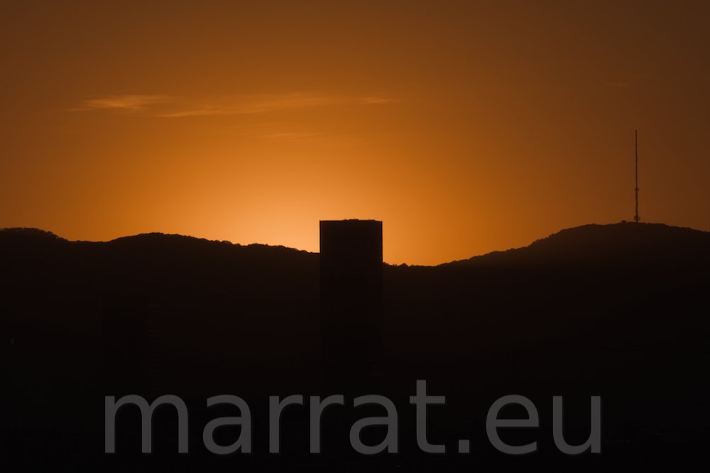 Sunset after partial solar eclipse